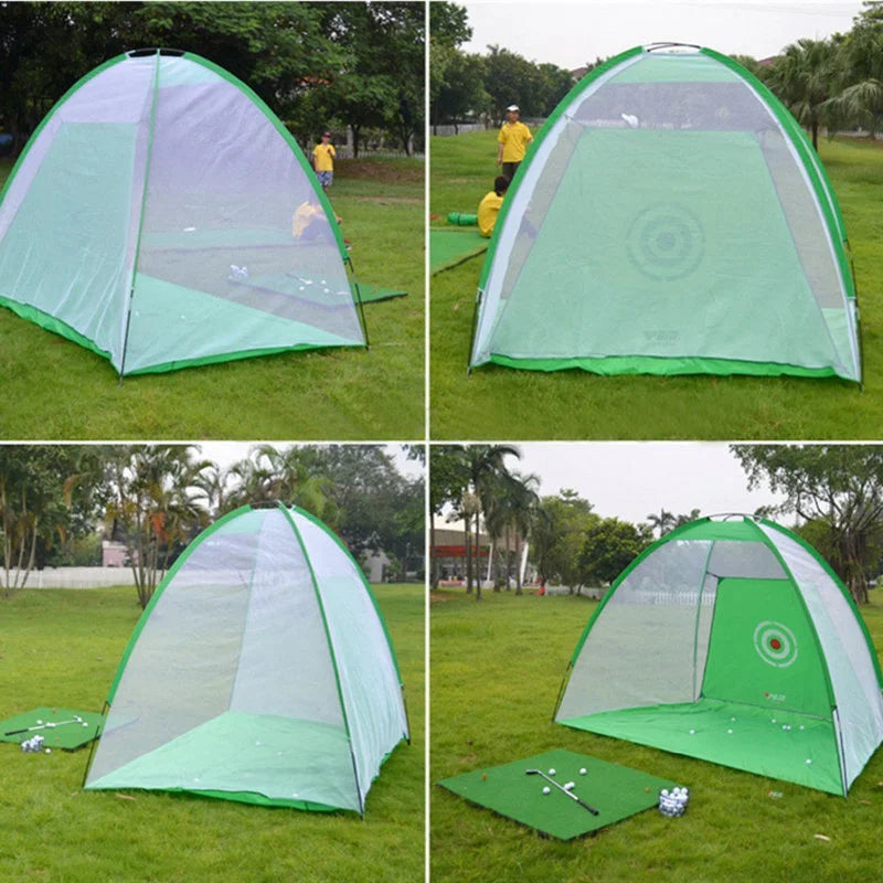 XC LOHAS Waterproof Foldable Golf Hitting Cage - Indoor and Outdoor Training Aid with Practice Mats and Grassland Pad Set (1M & 2M)
