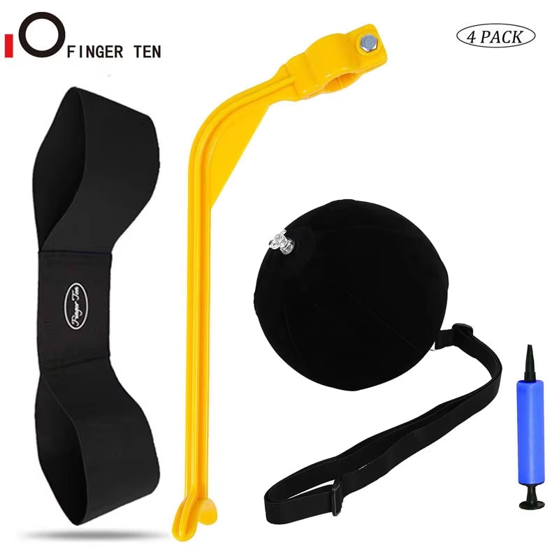 4-Piece Golf Swing Training Aid Set: Arm Band Trainer, Impact Ball, Inflator, and Posture Correction Tool for Beginners