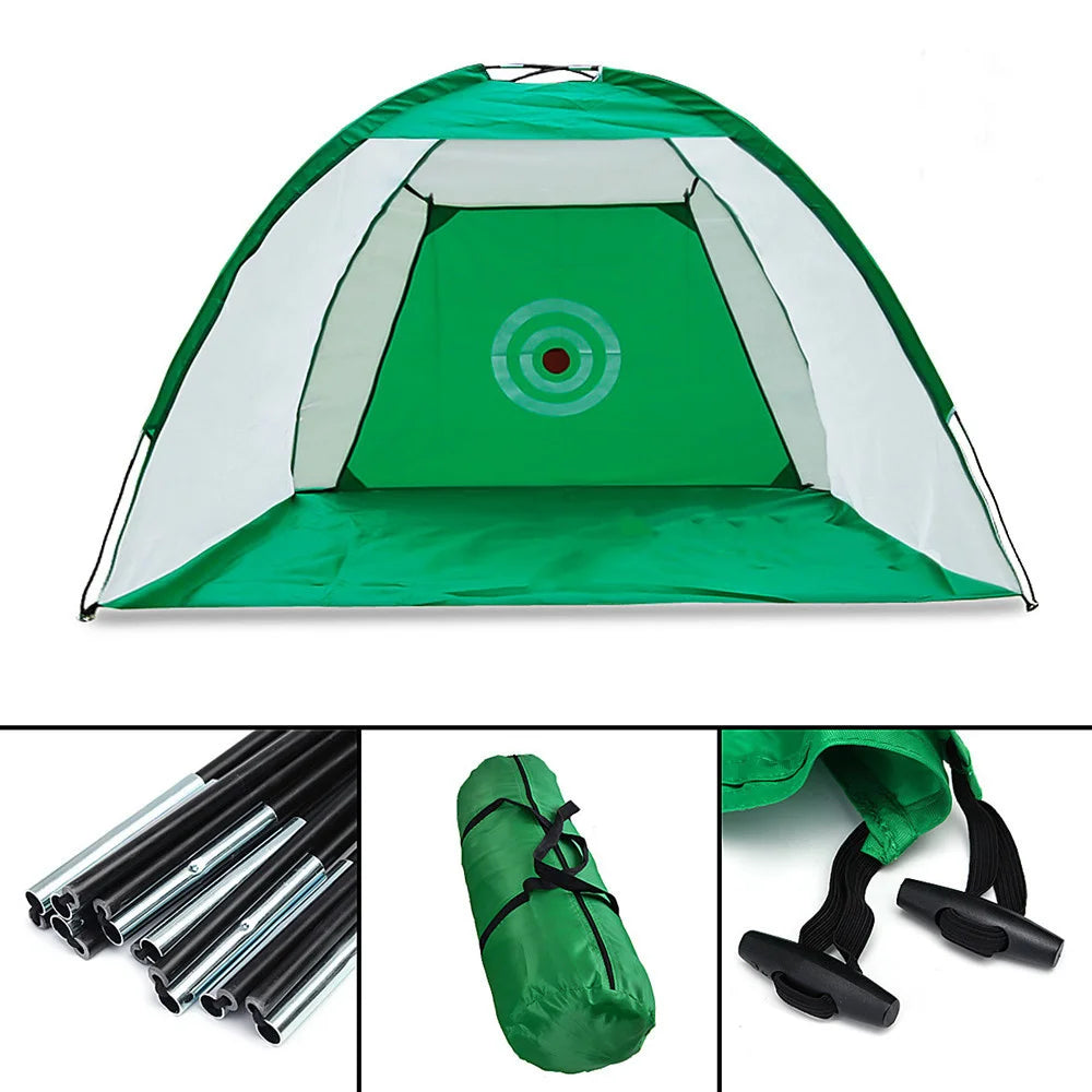 XC LOHAS Waterproof Foldable Golf Hitting Cage - Indoor and Outdoor Training Aid with Practice Mats and Grassland Pad Set (1M & 2M)