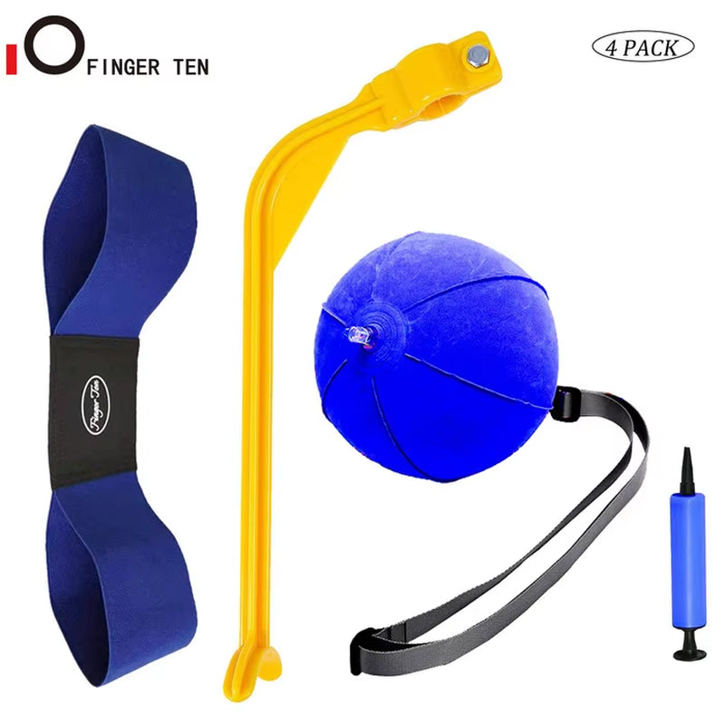 4-Piece Golf Swing Training Aid Set: Arm Band Trainer, Impact Ball, Inflator, and Posture Correction Tool for Beginners