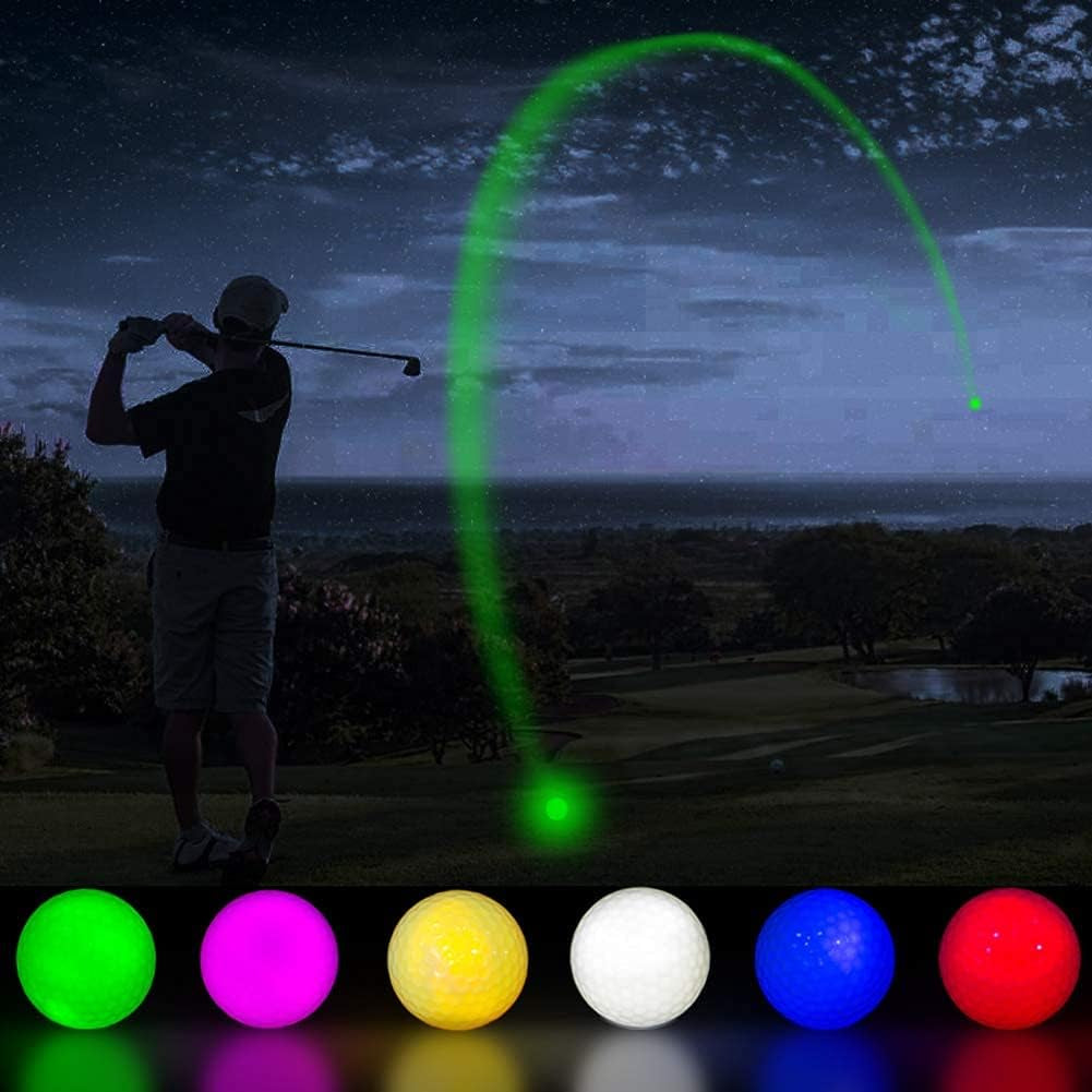 Illuminated Glow-in-the-Dark Golf Balls - LED Night Golf Gift Set for Men, Women, and Kids (6-Pack, Assorted Colors)