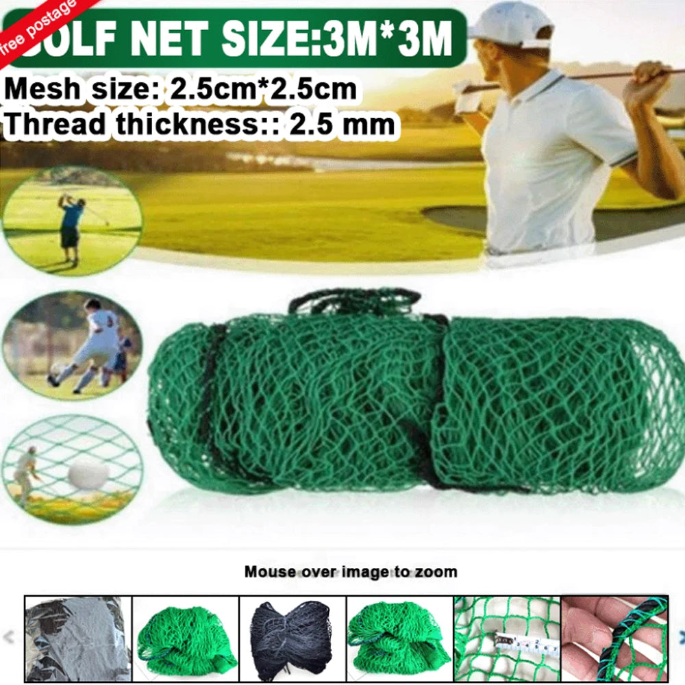 3Mx3M Sturdy Golf Practice Net Border Rope Training Mesh Hitting Netting Outdoor Swing Backyard Smooth Driving Softball Net