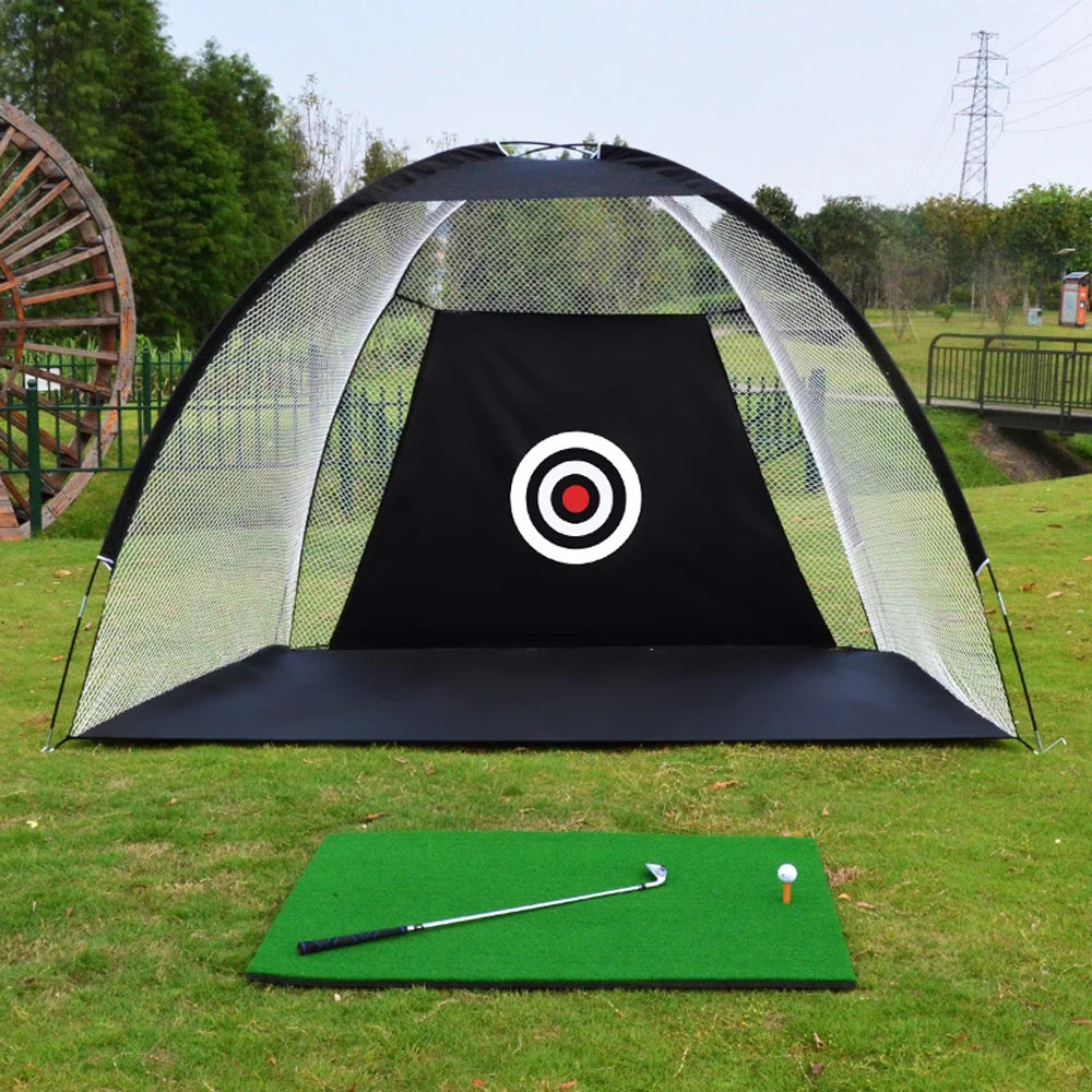 2M Black Golf Nets for Backyard Golf Practice Net Golf Hitting Net Training Aids with Target Cloth and Carrying Bag