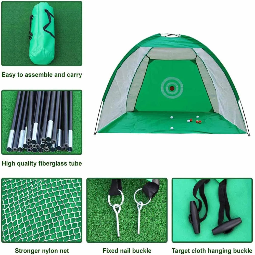 2M Black Golf Nets for Backyard Golf Practice Net Golf Hitting Net Training Aids with Target Cloth and Carrying Bag