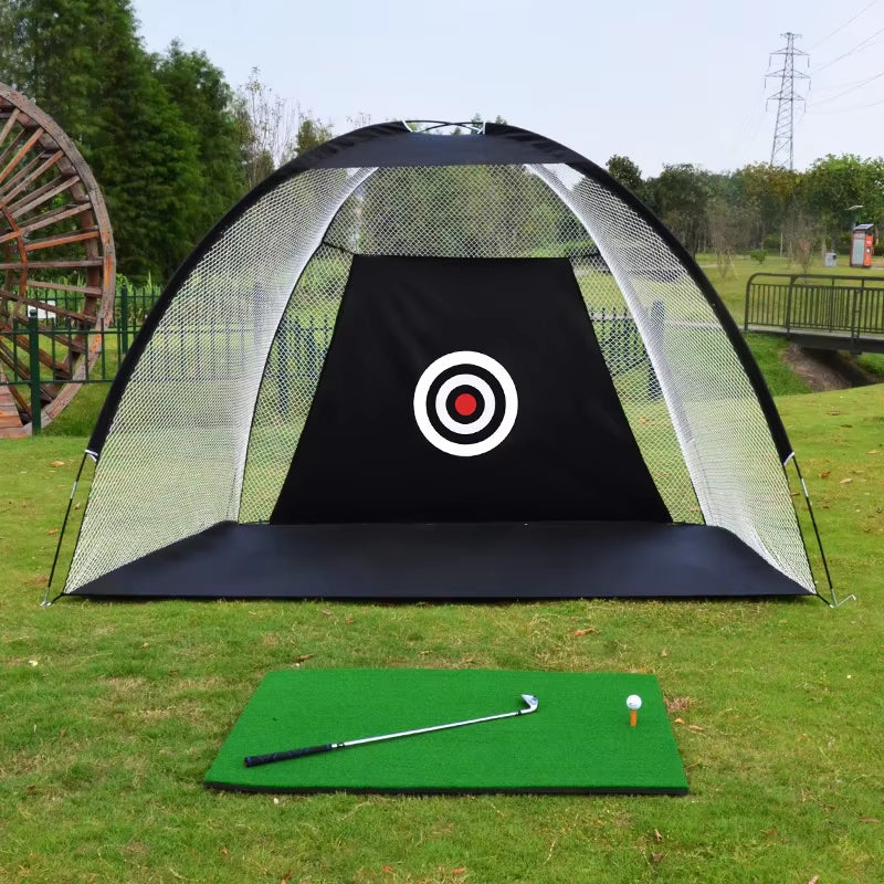 Professional Golf Practice Net Tent - 1M & 2M Golf Hitting Cage for Indoor and Outdoor Training - XA147+A