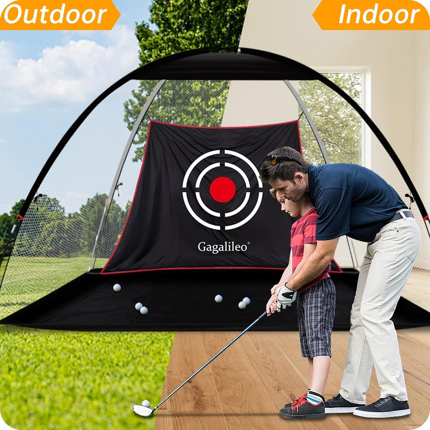 Golf Hitting Practice Nets for Backyard Driving Heavy Duty Men Real Indoor Golf Balls Hitting Pitching Driving Nets for Indoor Outdoor Garage Use Golfing Swing Training Impact Cage 12X7X6 10X7X6 FT