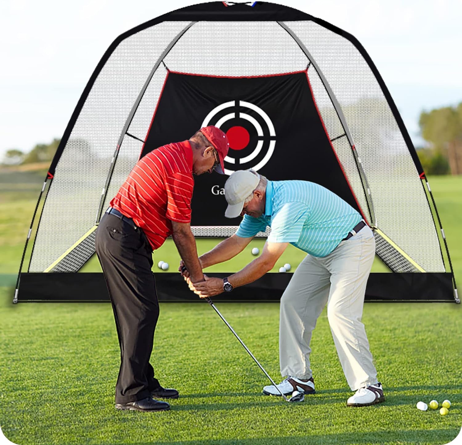 Premium Golf Practice Net for Backyard Use - 10' x 7' x 6' with Target and Carry Bag (White, Open Bottom)