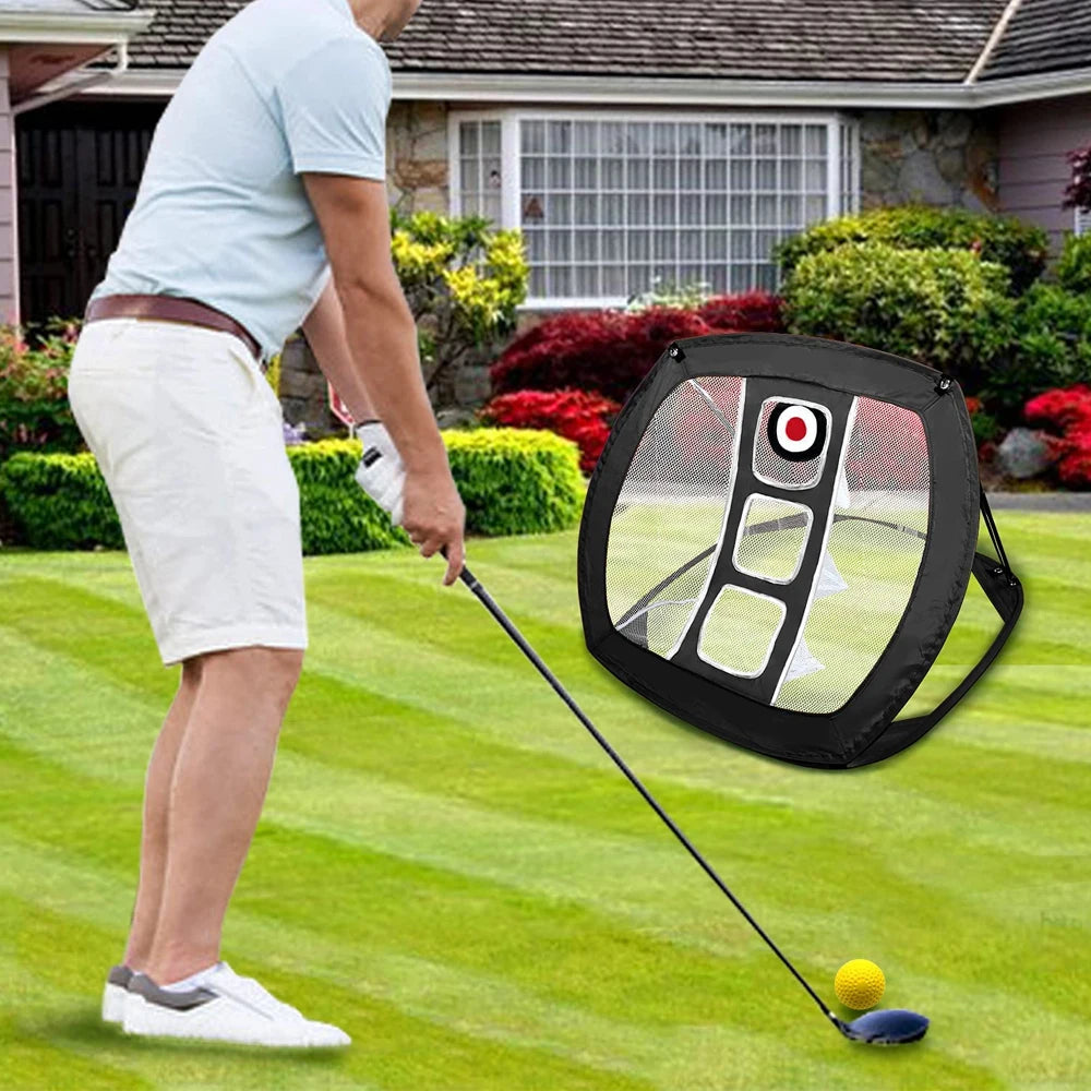 Professional Golf Chipping Net with Mat - Portable Outdoor Practice Net for Backyard Swing Training