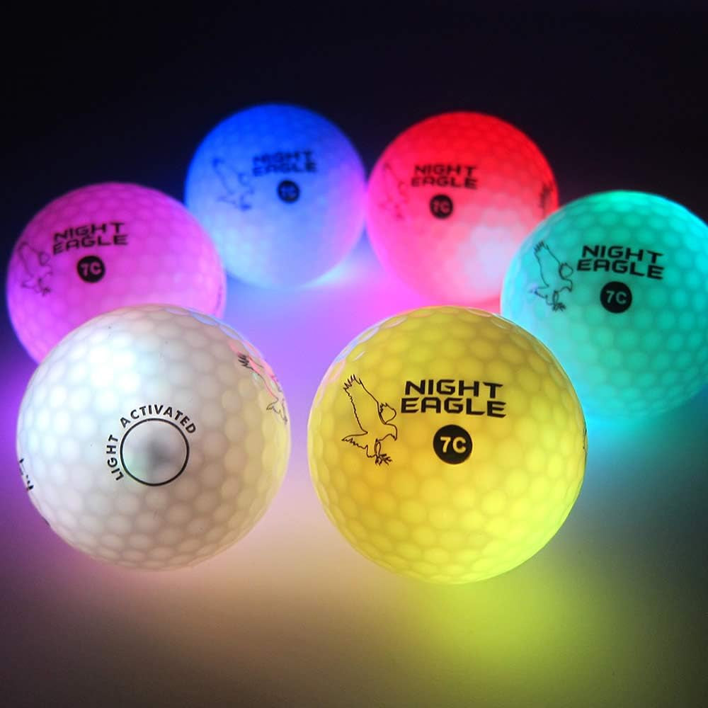 Light up LED Golf Balls - 6 Ball Pack (8 Mode Multi-Color)