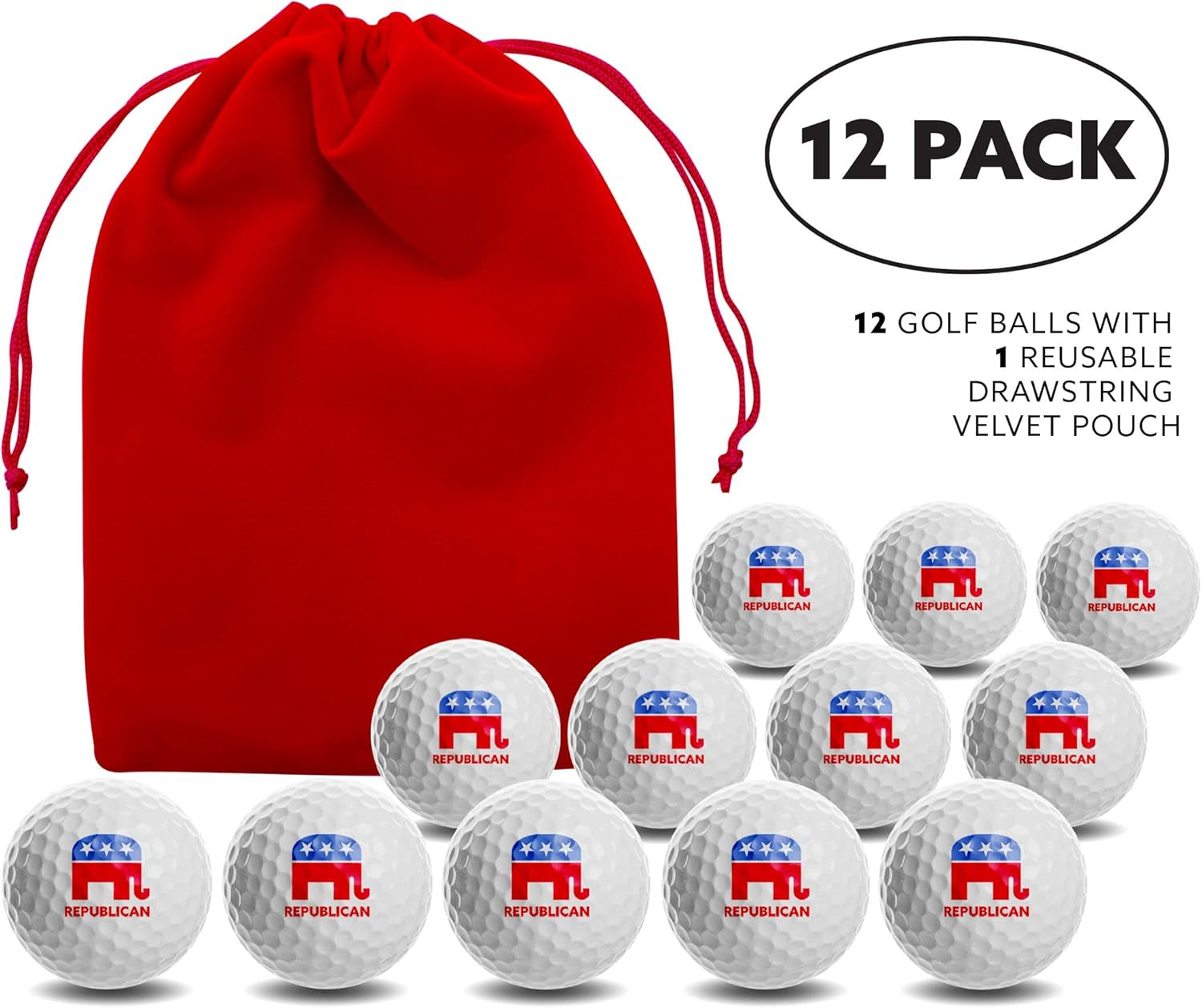 Republican-Themed Golf Balls with Red Tee Pouch