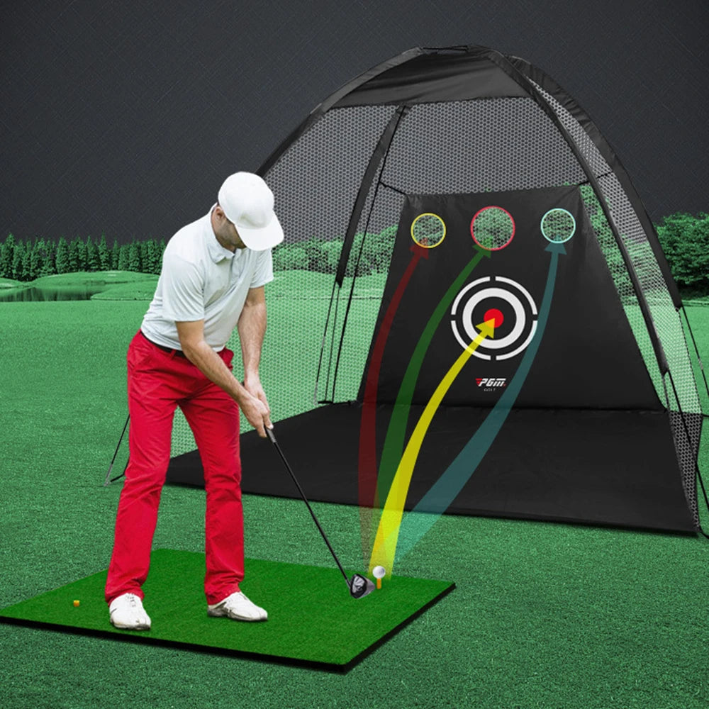 PGM Golf Hitting Practice Net , Portable Cutting Batting Strike Tent, Indoor Swing Training , Pitching Impact Cage, Target Cloth