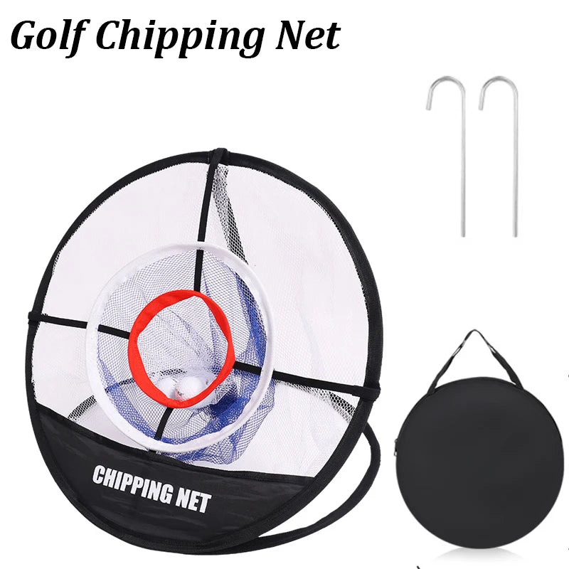 Pop Up Golf Practice Chipping Net with Golf Hitting Mat Training Target Portable Folding Net for Accuracy and Swing Practice