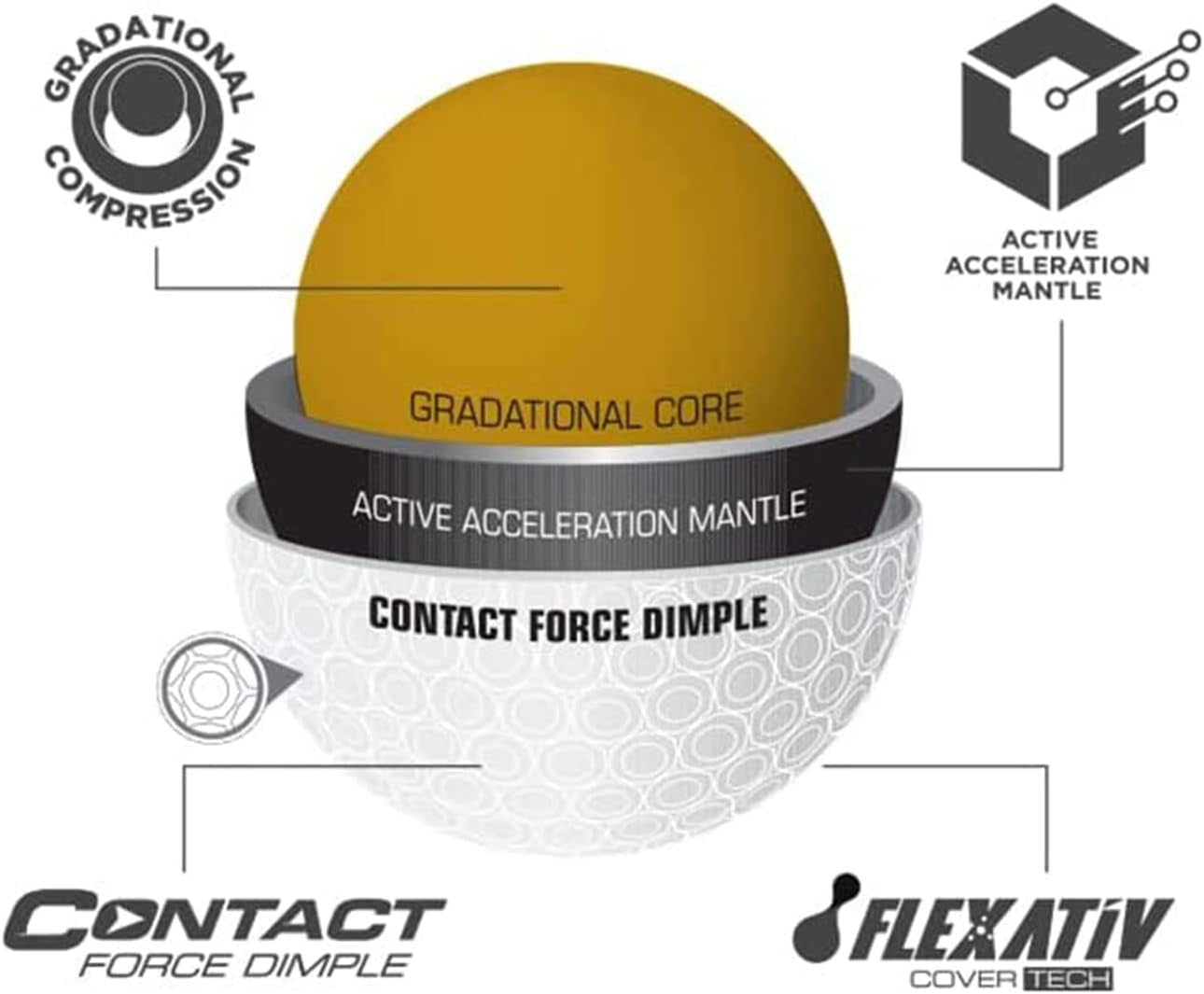 Bridgestone 2023 E12 Contact Golf Balls | Multi-Packs | FLEXATIV Cover Technology & Contact Force Dimple | 46% More Surface Contact (Two Dozen, White)