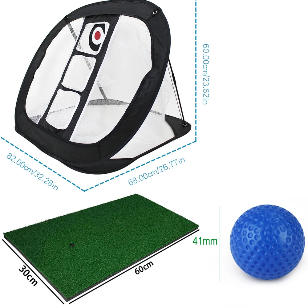 Professional Golf Chipping Net with Mat - Portable Outdoor Practice Net for Backyard Swing Training