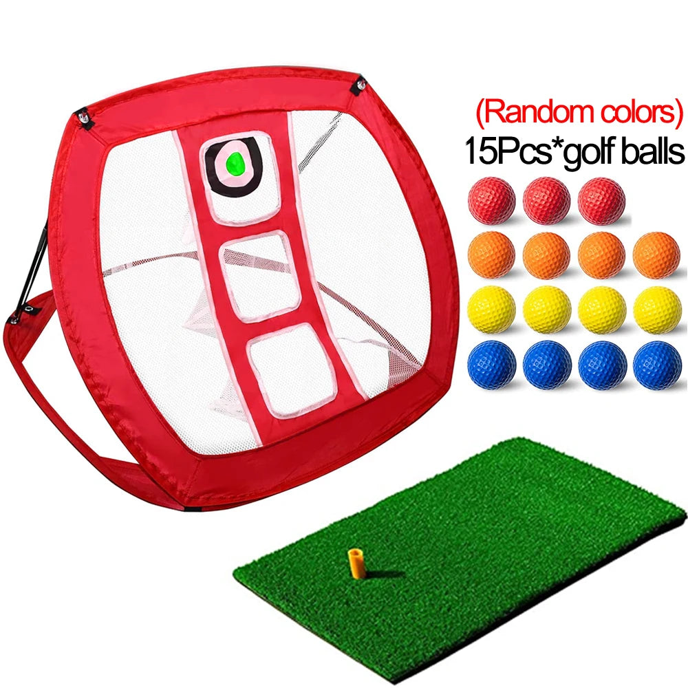 Professional Golf Chipping Net with Mat - Portable Outdoor Practice Net for Backyard Swing Training