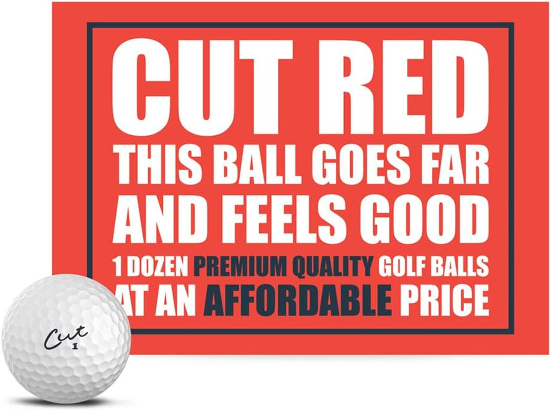 Cut Red Golf Balls - Premium, Soft Core Golf Ball - Offers Decreased Ball Spin & Improved Golf Shot Accuracy and Control - 2 Piece Construction (One Dozen)