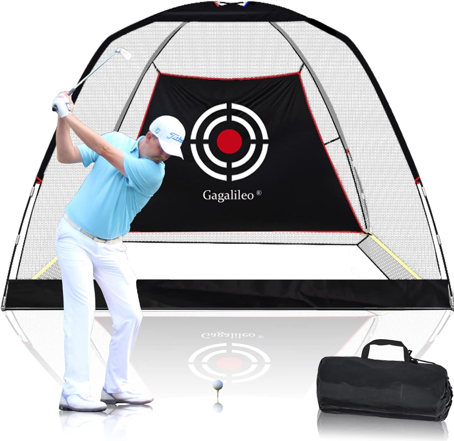 Premium Golf Practice Net for Backyard Use - 10' x 7' x 6' with Target and Carry Bag (White, Open Bottom)