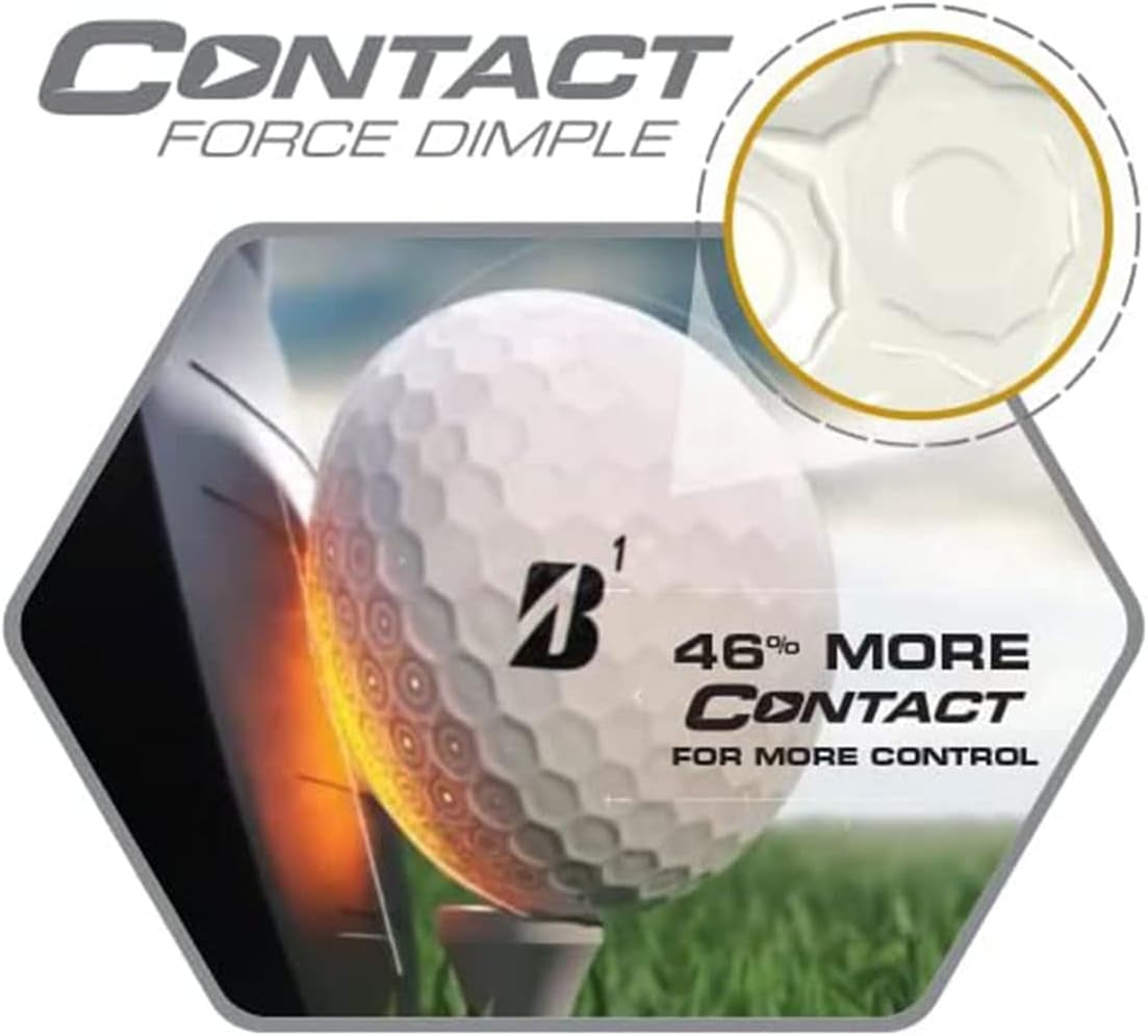 Bridgestone 2023 E12 Contact Golf Balls | Multi-Packs | FLEXATIV Cover Technology & Contact Force Dimple | 46% More Surface Contact (Two Dozen, White)